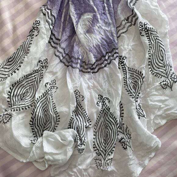 Handmade Painted Boho Sun Dress OS Tribal Tropical Hawaiian Beach Artsy Cover Up - Picture 4 of 12